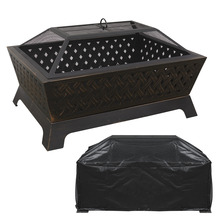 Sealey DG239 Dellonda 89cm Rectangular Outdoor Fire Pit, Antique Bronze Effect, Supplied with Water-Resistant Drawstring Cover