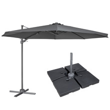 Sealey DG272 Dellonda Cantilever Parasol with 360 Rotation, Tilt, Cover & Base 3m - Grey
