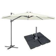 Sealey DG273 Dellonda Cantilever Parasol with 360 Rotation, Tilt, Cover & Base 3m - Cream