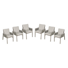Sealey Dellonda Fusion Garden/Patio Dining Chairs with Armrests 6pc - Light Grey