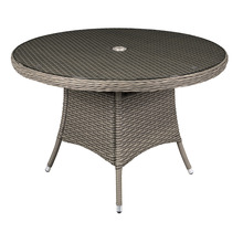 Sealey Dellonda Chester Rattan Wicker Round Outdoor Dining Table with Tempered Glass Top