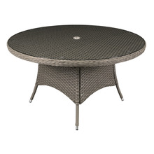 Sealey Dellonda Chester Rattan Wicker Round Outdoor Dining Table with Tempered Glass Top