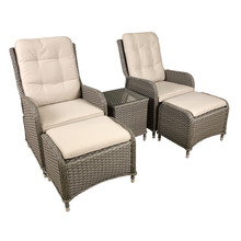 Sealey Dellonda Chester Rattan Wicker Outdoor Recliner Loungers & Table Set 5pc
