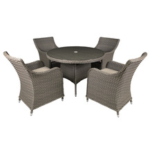 Sealey DG84 Dellonda Chester Rattan Wicker Outdoor Dining Set with Tempered Glass Tabletop 5pc