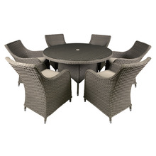 Sealey DG85 Dellonda Chester Rattan Wicker Outdoor Dining Set with Tempered Glass Tabletop 7pc