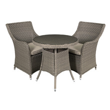 Sealey DG86 Dellonda Chester Rattan Wicker Outdoor Dining Set with Tempered Glass Tabletop 3pc