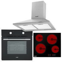 Sealey DH185 Baridi Integrated Ceramic Hob with 4 Cooking Zones, Integrated Fan-Assisted Electric Oven & Cooker Hood with Carbon Filters