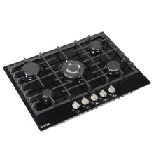 Baridi Gas Hob with 5 Cooking Zones 70cm - Black
