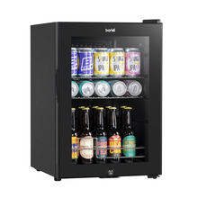 Baridi Beer & Drinks Fridge with LED Light, Black and Glass Door 60L