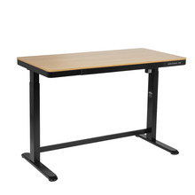 Dellonda Single Motor Ultra-Quiet Electric Desk with Control Panel, USB Port & Drawer - Oak Desktop