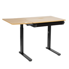 Dellonda Single Motor Ultra-Quiet Electric Adjustable Drawing Table with 40 Tilt, Drawer & Side Table