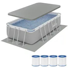 Sealey DL139 Dellonda Deluxe Steel Frame Swimming Pool with Filter Pump 13ft, Top Cover, Ground Sheet, Additional Filters & Starter Kit