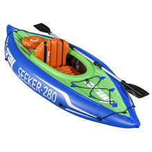 Sealey DL154 Dellonda Inflatable One-Person Kayak/Canoe Set with Pump, Carry Bag & Aluminium Oar - Blue/Green