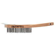 Faithfull Lightweight Scratch Brush with Scraper, Four Row