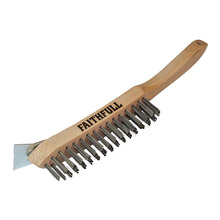 Faithfull 680/4S Heavy-Duty Scratch Brush with Scraper - 4 Row