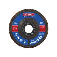 Faithfull Zirconia Abrasive Jumbo Flap Disc 115 x 22mm 40 Grit