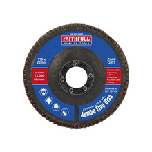 Faithfull Zirconia Abrasive Jumbo Flap Disc 115 x 22mm 80 Grit