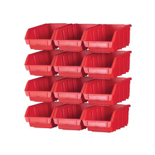 12 Plastic Storage Bins with Wall Mounting Rails