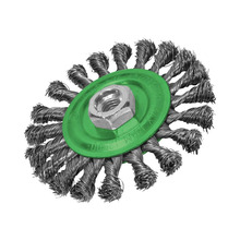 Flat Twist Knot Wire Brush 115 x 12mm M14x2 Bore, 0.35mm Stainless Steel Wire