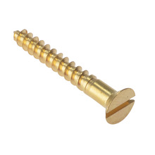 Wood Screw Slotted CSK Solid Brass 1in x 8 Box 200