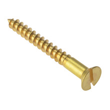 Wood Screw Slotted CSK Solid Brass 1.3/4in x 10 Box 200