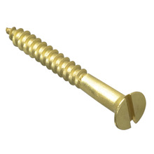 Wood Screw Slotted CSK Brass 1.1/2in x 8 ForgePack 10