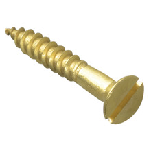 Wood Screw Slotted CSK Brass 1.1/4in x 10 ForgePack 10