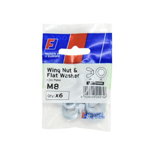 Wing Nut & Washer M8 ForgePack 6