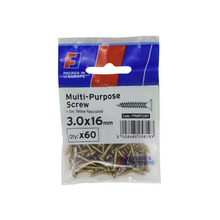 ForgeFix FORFPMS316Y Multi-Purpose Pozi Screw CSK ST ZYP 3.0 x 16mm ForgePack 60