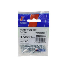 Multi-Purpose Pozi Screw CSK ST ZP 3.5 x 20mm ForgePack 40
