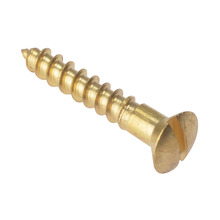 Wood Screw Slotted Raised Head ST Solid Brass 1in x 8 Box 200