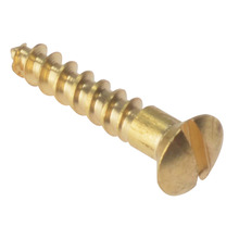 Wood Screw Slotted Raised Head ST Solid Brass 3/4in x 6 Box 200
