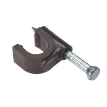 Cable Clip Round Coax Brown 6-7mm Box 100