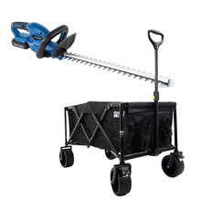 Hyundai 20V MAX 510mm Cordless Hedge Trimmer 2Ah Li-Ion Battery Powered & GardenTek Folding Trolley on Wheels, Garden Trolley 120kg | HY2188+GTW220