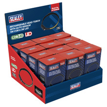 Sealey HT104RDB Rechargeable Head Torch with Auto-Sensor 5W COB & 3W LED - Display Box of 12