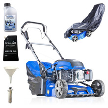 Hyundai 17 / 43cm Rear Roller Electric Start Self Propelled Petrol Lawnmower And Extras