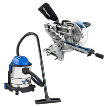 Hyundai 2000W Sliding Mitre Saw 255mm Blade & Vacuum Cleaner 1200W Bundle