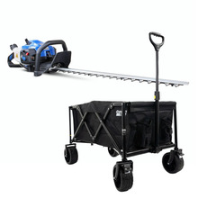 Hyundai 26cc 600mm Petrol Hedge Trimmer Cutter, Easy-Start & Lightweight 2-stroke & GardenTek Garden Trolley on Wheels, 120kg Load with Brakes | HYHT2600X+GTW260