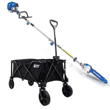 Hyundai 52cc Petrol Pole Saw Pruner Chainsaw 2.7m Long Reach 260mm Cutting Width & GardenTek Folding Trolley on Wheels, Garden Trolley 120kg | HYPS5200X+GTW220