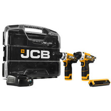 JCB 12V Cordless Combi Drill and Impact Driver Twinpack with 2x 2.0Ah Li-ion Batteries & Fast Charger in W-Boxx 102 Power Tool Case | 21-12TPK-WB-2