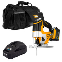 JCB 18V Jigsaw 1x4.0Ah Lithium-Ion Battery and charger in 20 kit bag | 21-18JS-4X-BG