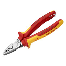 KNIPEX 97 78 180 T VDE Crimping Pliers with Tether Point 180mm