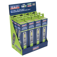 Sealey LED Twist Rechargeable Inspection Light, Green - Box of 12