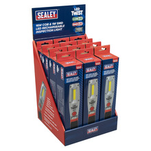 Sealey LED2001DB LED Twist&reg; Rechargeable Inspection Light 16W COB & 1W SMD LED - Display Box of 12