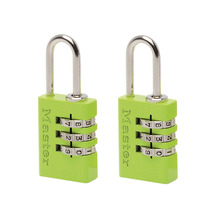 MLK7620TCOL Master Lock Aluminium  3-Digit Combination 20mm Padlock Colour x 2