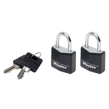 MLK9130TBLK Master Lock Aluminium Black Vinyl Cover 30mm Padlock 4-Pin - Keyed Alike x 2