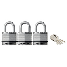 MLKM1TRI Master Lock Excell™ Laminated Steel 45mm Padlock - 24mm Shackle - Keyed Alike x 3