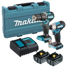 Makita DLX2414ST 18v Brushless Twin Kit DHP487 Combi + DTD157 Impact Driver Inc 2x 5.0Ah Batteries