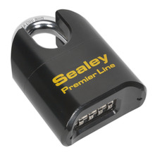 Sealey PL603S Premier&trade; Steel Body Combination Padlock Shrouded Shackle 62mm