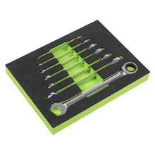 Sealey S01142 Siegen Combination Ratchet Spanner Set with Tool Tray 7pc